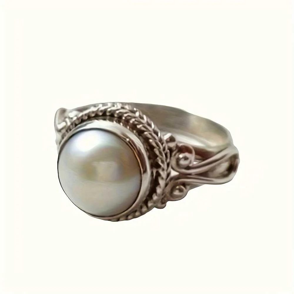 timeless vintage inspired faux pearl ring elegant statement jewelry. timeless vintage inspired faux pearl ring elegant statement jewelry.